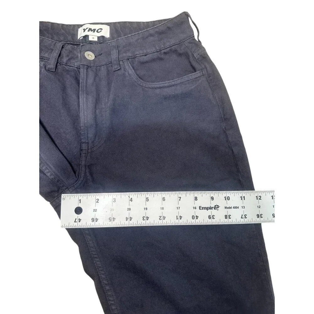 YMC Tearaway Jeans Men Small Navy Blue Cropped Tapered Relaxed Mid Rise Straight